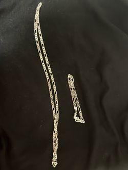 silver 925 figuro set chain and bracelet
