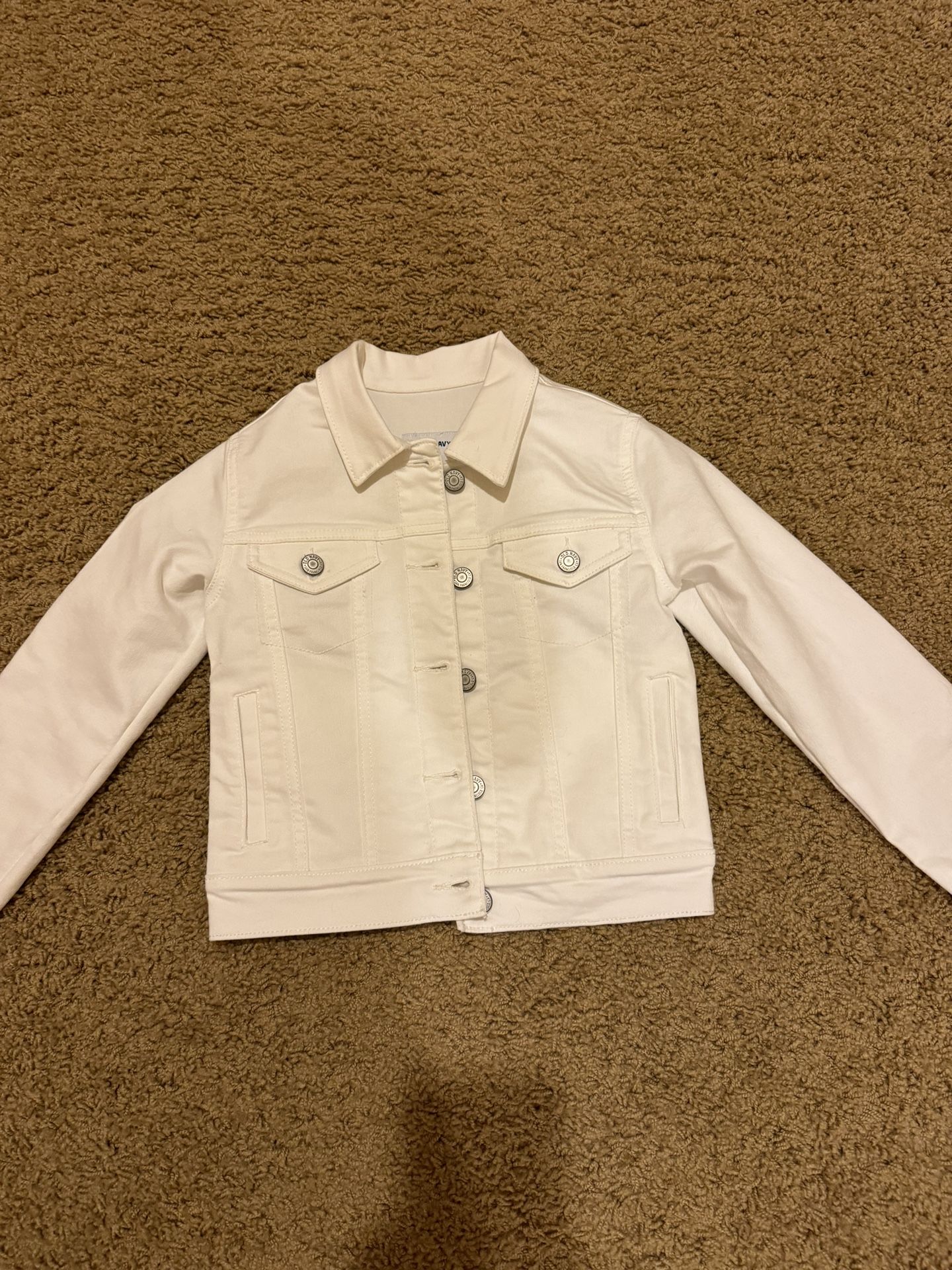 Girls Size 8 White Denim Jacket 