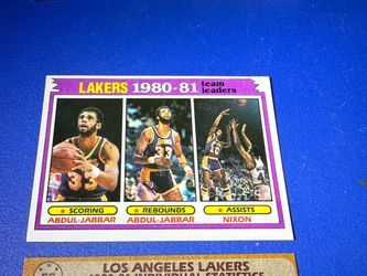 1981 Topps Lakers Team Leaders Kareem Abdul-Jabbar Nixon #55