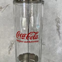 Vintage 1992 Coca Cola Straw Dispenser Glass 