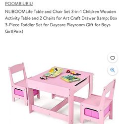 Pink Playroom Table & Chairs