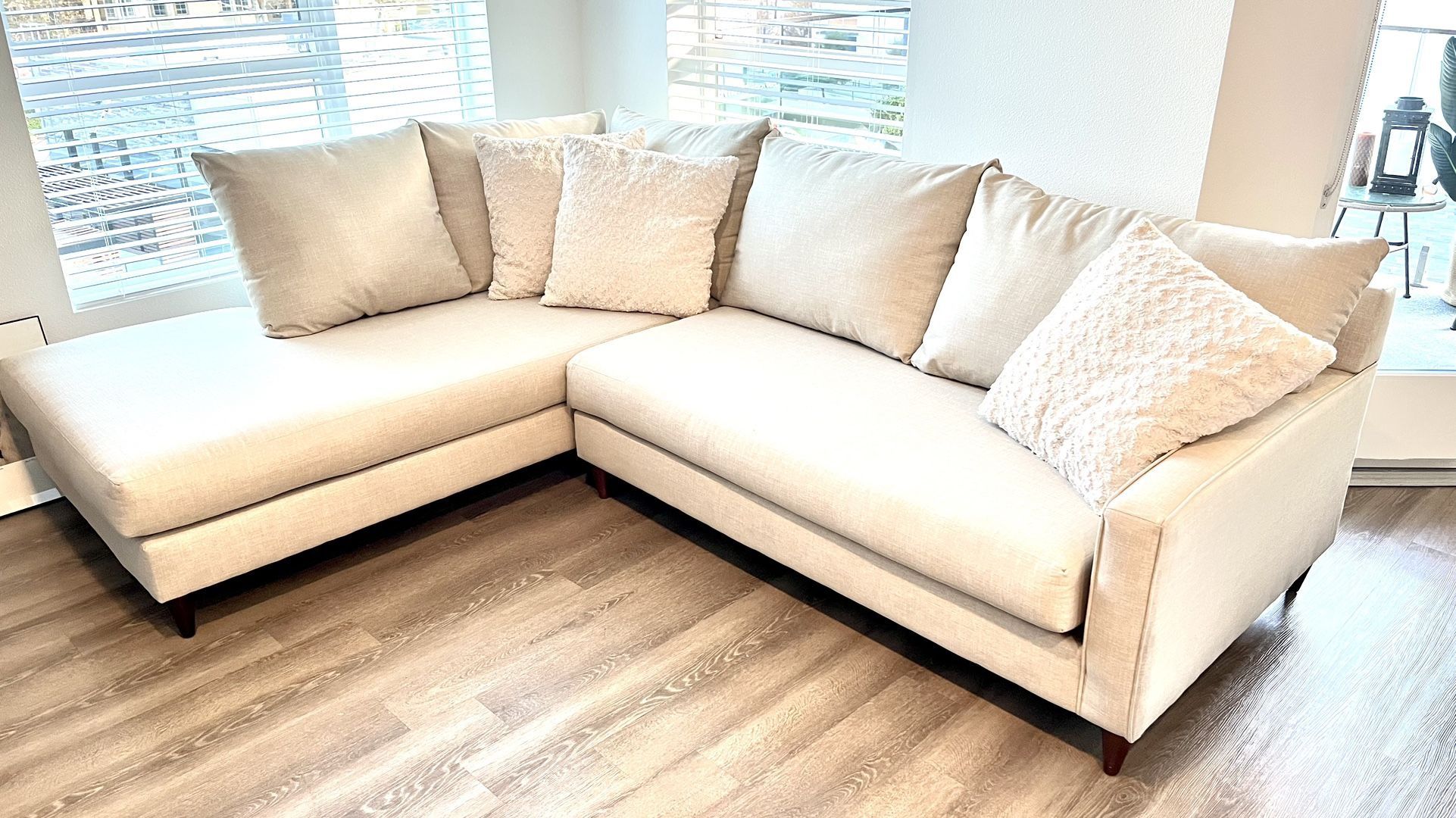 Jerome’s Layton Beige 2 Piece Sectional Couch L-shape