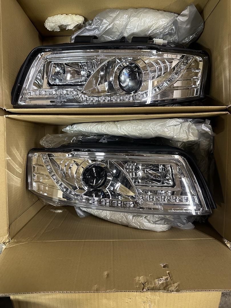 03 04 and 05 Audi A4 B6 Quattro Chrome Projector LED DRL Headlights Luces Micas Proyectores Luz  