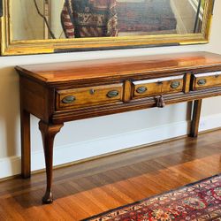 French Antique Fantasy: Walnut Console Table With Scroll Feet 