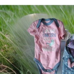 3 Unicorn Bodysuits For Newborn Bundle "I Poop Unicorn Dust And Rainbows" 
