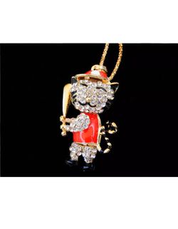 Crystal Cat Baseball player necklace