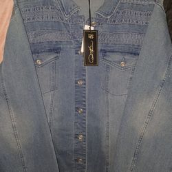 DG2 by Diane Gilman Jean Jacket (Size 2XL)
