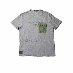 Polo Ralph Lauren 'All Aces' SQDN Military Inspired Pocket T-Shirt in a grey heather colorway.