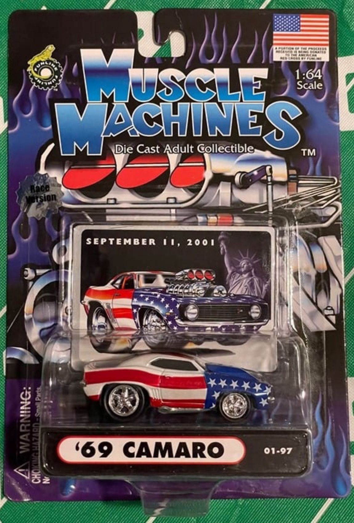 2001 Muscle Machines 9/11 Patriotic '69 Camaro Race Version w/o Blower -1:64-