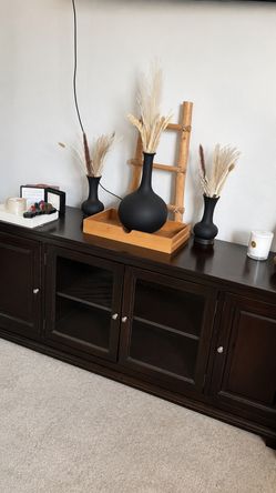 Dark Espresso TV Console / Media Cabinet with Glass Doors