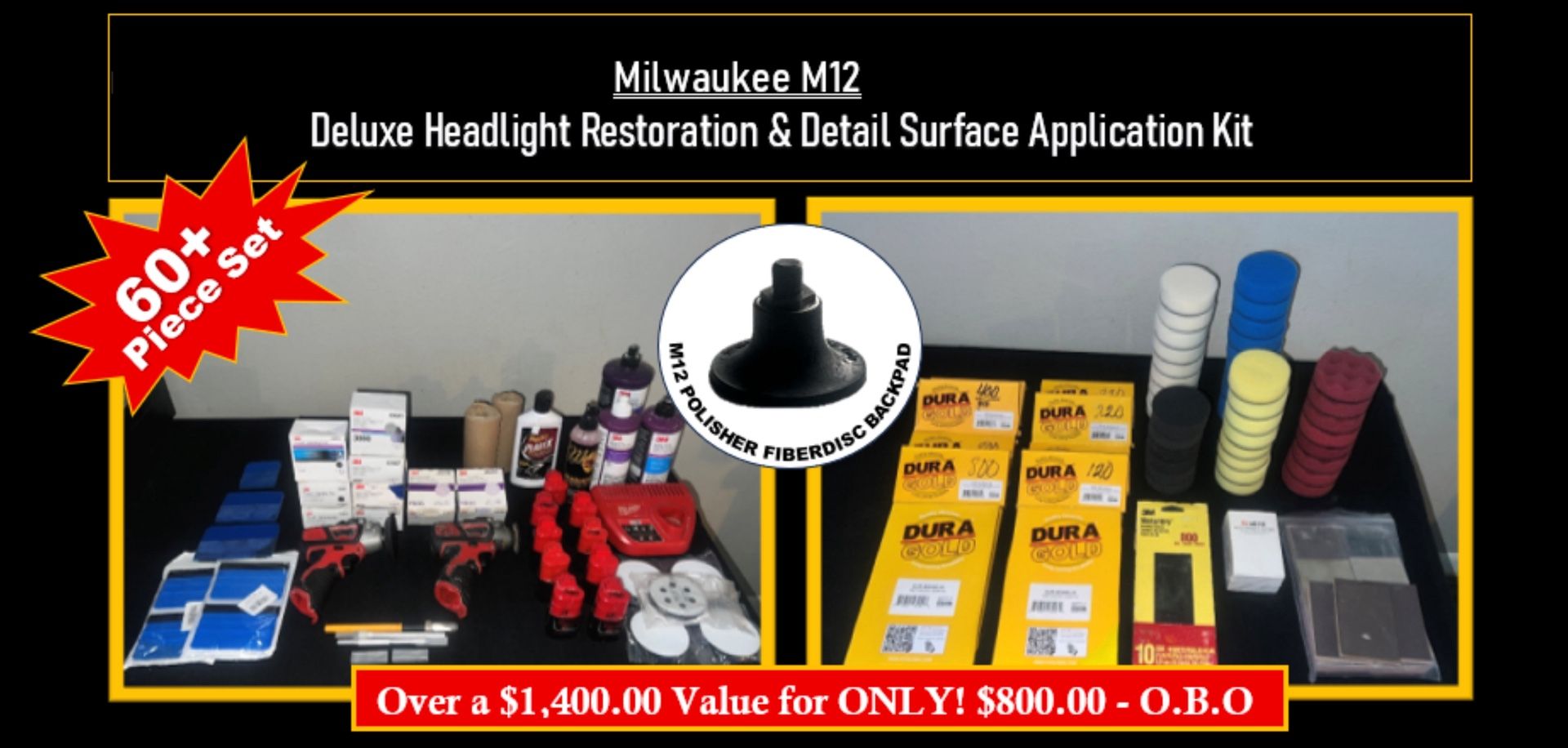 Deluxe Pro Headlight Restoration System/w Dual M12