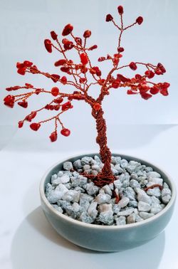 #7 Red Dyed Bamboo Coral Tree of Life