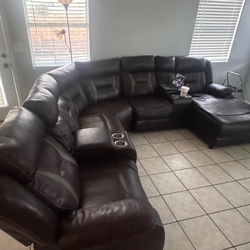 Beautiful elegant upscale luxury Italian Leather all Electric Powered Sectional Sofa