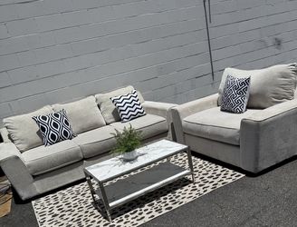 Sofa and oversized armchair