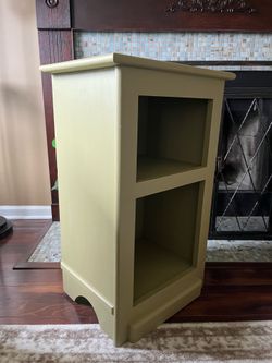 SAGE GREEN END TABLE BOOKSHELF