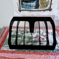 6 Slot Black Plastic Curved File Paper Sorter Office Desk Organizer