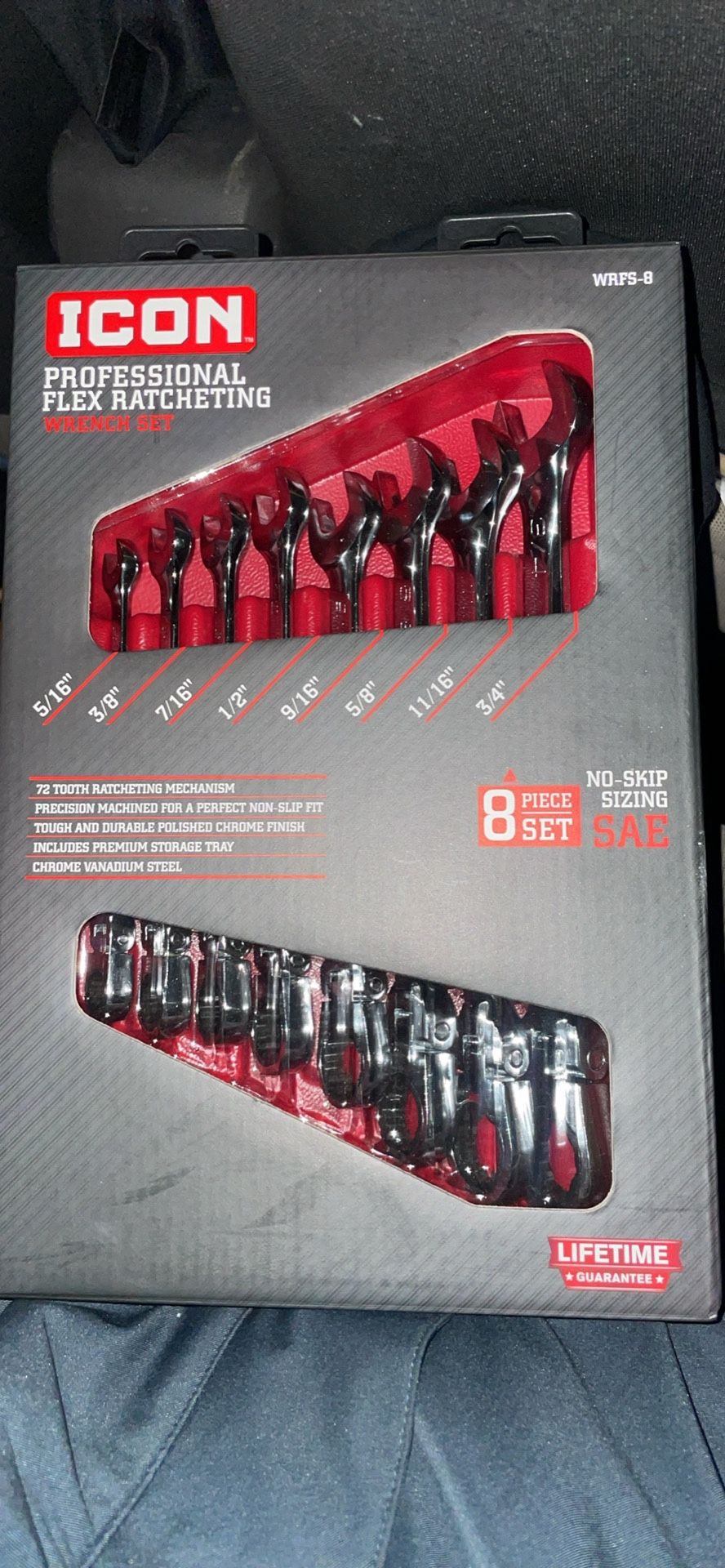ICON SAE Professional Flex Head Ratcheting Wrench Set 8pc 