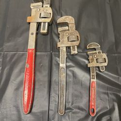 Set Of 3 Vintage Pipe Wrenches