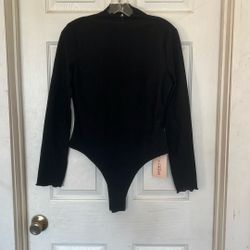 SHEIN Black Long Sleeve Bodysuit 