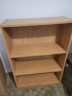 3-Shelf Oak Finish Bookcase