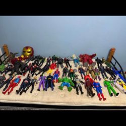 Large Box Of Action Figures Marvel/Dc