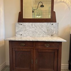 Antique Early American Marble Top Cabinet