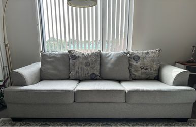 Light Grey Fabric 3-Seat Sofa