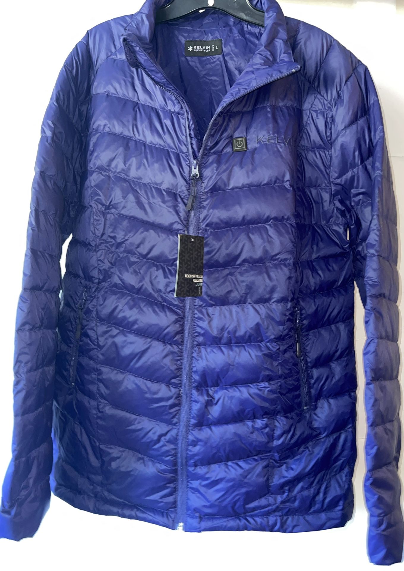 Kelvin Techstyles Mens Blue Heated Down Puffer Jacket