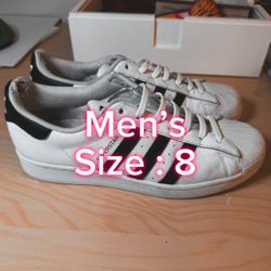 Adidas Superstar Mens Sneakers White & Black Size 8 Classic Style See Descrip