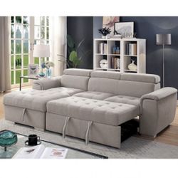 Light Gray Sectional Sofa With Pullout 