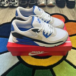White and Blue Nike Air Max 90