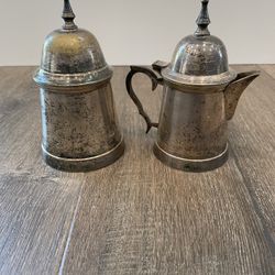 Vintage Silver Plated Sugar And Creamer Containers