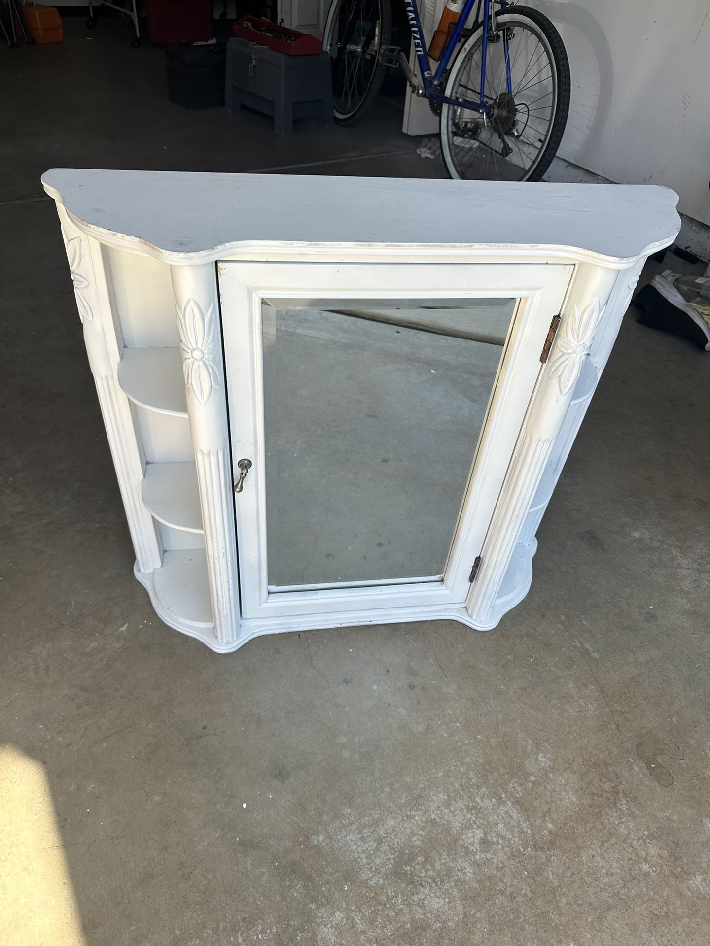 Beautiful White Wall Shelf With Cabinet 