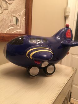 Ceramic blue airplane bank.. Cute! 13.5” l x 9.5”h