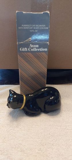 FOR SALE AVON CAT DECANTER W/ COLOGNE!(Here's My Heart)