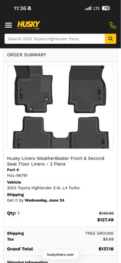 HUSKY FLOOR LINERS , brand new in box , fit Any Hylander 2020- 2024 model