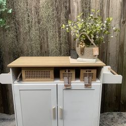 White Boho Island Kitchen 