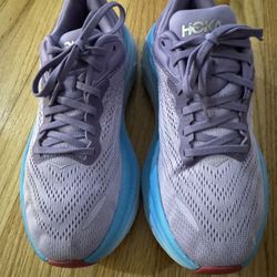 Hoka One One Bondi 8 Womens 8.5 Shoe Purple Blue Sneaker Running 