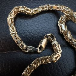 14k SOLID Gold Byzantine Chain Necklace 