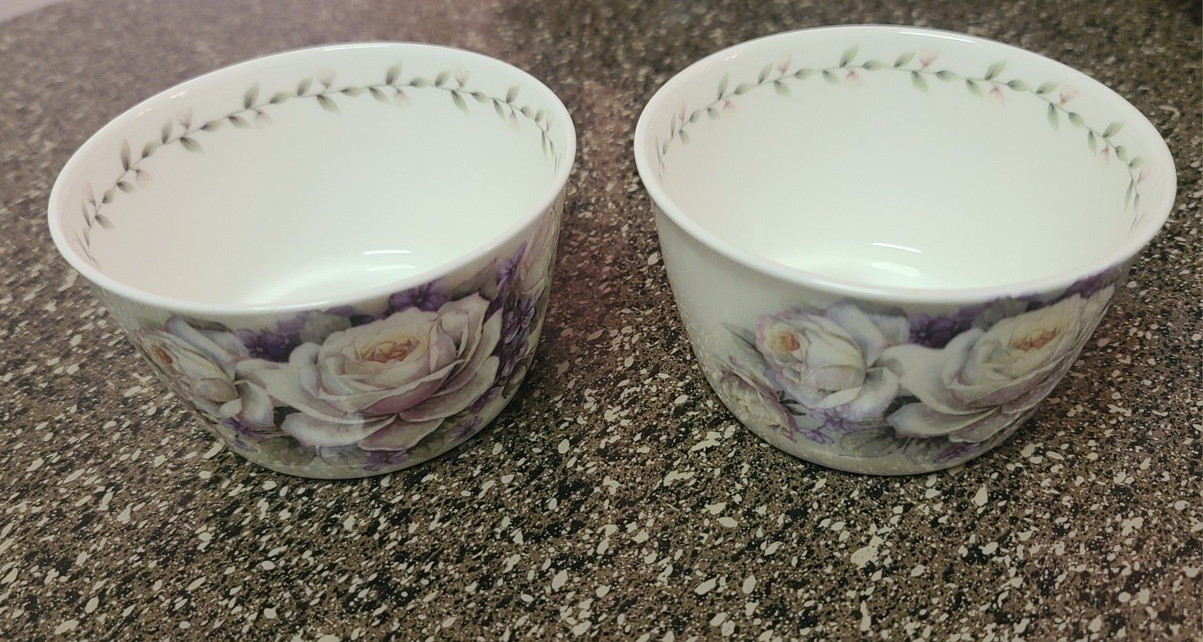 Rose Marie Premium Bone China Bowl 4¼" Floral Cream Purple Green