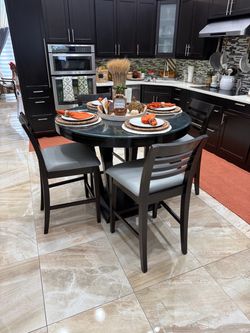 Round Counter Height Dining Table with 4 Chairs