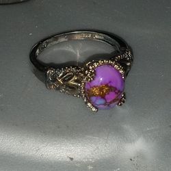 purple copper turquoise ring