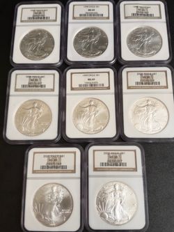 Early dates 1990’s to early 2000’s ms69 graded American silver eagles ngc