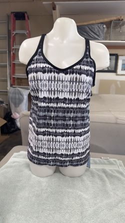  BLack White Stripe Halter M