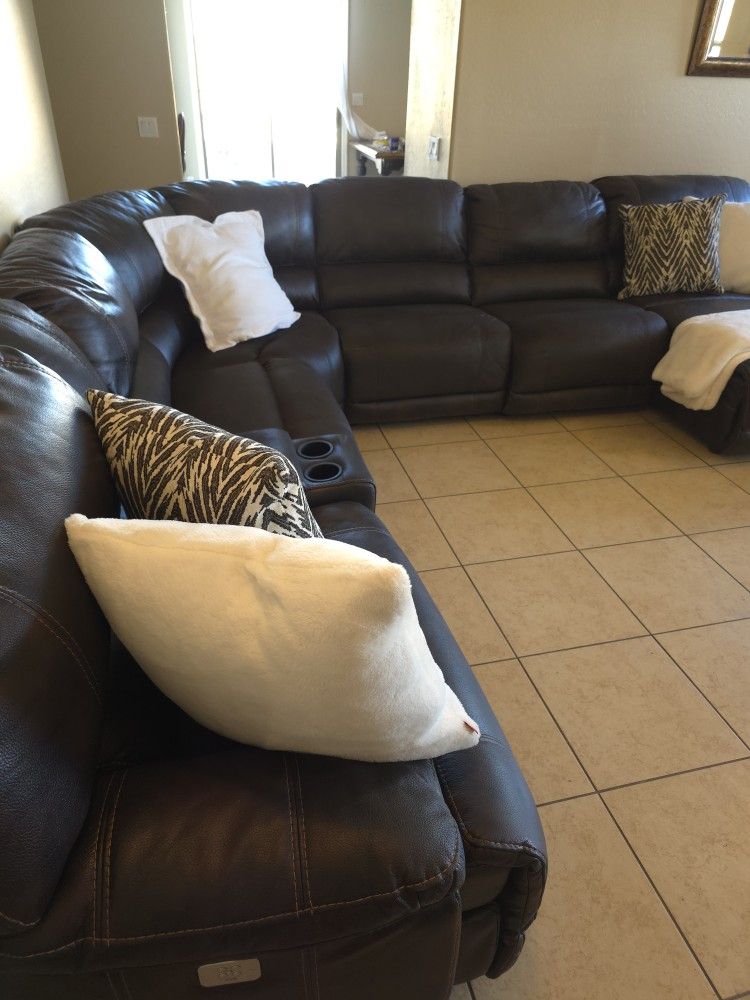 Dark Brown Sectional Recliner-Free Delivery