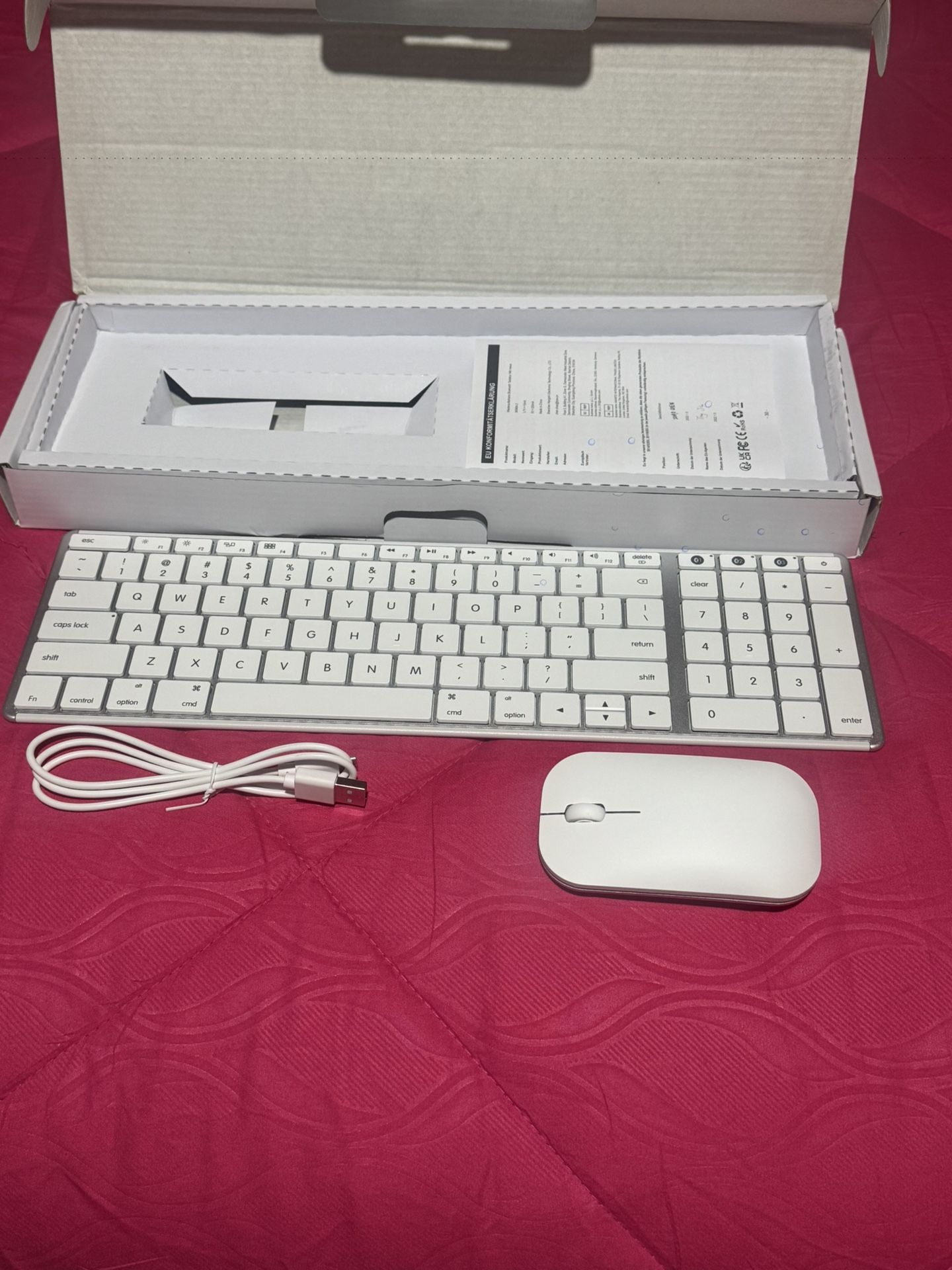 Wireless Bluetooth Keyboard And Mouse For Mac, Multi-Device Rechargeable Slim Keyboard And Mouse Stainless Steel Full Size, Compatible With MacBook Pr