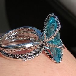 Designer Made Ring Sterling Silver W Diamonds And Topaz 