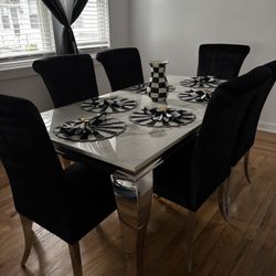Black Velvet Dining Room Table For 6