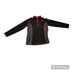 The North Face 1/4 Zip Fleece Pull Over sweater Jacket Girls size:Large Pink Lightweight
