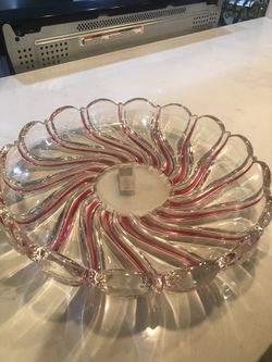 Large Candy Cane Glass Platter